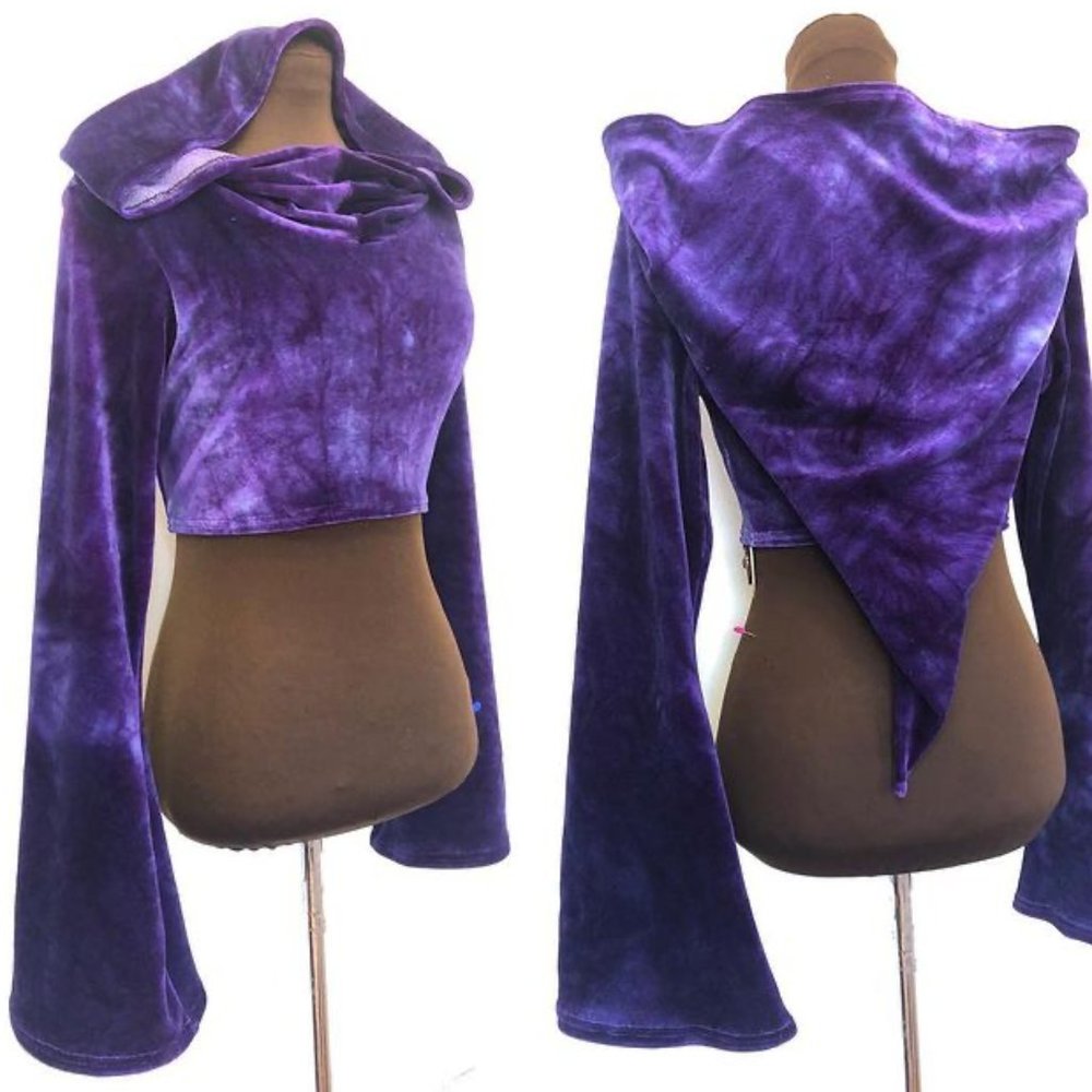 🔮 HAZELMADE | PIXIE VELOUR CROP HOODIE | FESTIVAL